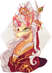 Size: 1200x1687 | Tagged: safe, artist:yuyusunshine, imported from derpibooru, oc, oc only, oc:oiran, pony, unicorn, bust, female, mare, portrait, simple background, solo, transparent background