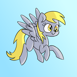 Size: 1300x1300 | Tagged: safe, artist:fakkajohan, imported from derpibooru, derpy hooves, pegasus, pony, female, flying, gradient background, missing cutie mark, solo, spread wings, wings