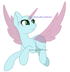 Size: 1280x1313 | Tagged: safe, artist:existencecosmos188, imported from derpibooru, oc, oc only, alicorn, pony, alicorn oc, bald, base, eyelashes, female, flying, horn, looking at something, mare, simple background, smiling, solo, transparent background, wings