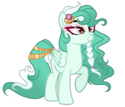 Size: 1006x862 | Tagged: safe, artist:existencecosmos188, imported from derpibooru, oc, oc only, pegasus, pony, base used, braid, eyelashes, female, magical lesbian spawn, mare, offspring, parent:lyra heartstrings, parent:princess celestia, pegasus oc, raised hoof, simple background, smiling, solo, transparent background
