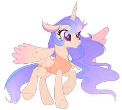 Size: 1902x1716 | Tagged: safe, artist:existencecosmos188, imported from derpibooru, oc, oc only, alicorn, changepony, hybrid, pony, alicorn oc, base used, female, grin, horn, interspecies offspring, mare, offspring, parent:princess celestia, parent:thorax, parents:thoralestia, simple background, smiling, transparent background, wings