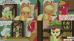 Size: 4400x2475 | Tagged: safe, edit, edited screencap, editor:quoterific, imported from derpibooru, screencap, apple bloom, applejack, big macintosh, granny smith, earth pony, going to seed, apple family, female, filly, foal, male, mare, stallion