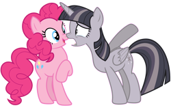 Size: 4000x2533 | Tagged: safe, artist:estories, artist:wardex101, edit, imported from derpibooru, pinkie pie, twilight sparkle, alicorn, pony, boop, crying, crylight sparkle, discorded, discorded twilight, folded wings, high res, looking at each other, looking at someone, noseboop, sad, simple background, teary eyes, transparent background, twilight sparkle (alicorn), twilight tragedy, vector, wings