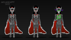 Size: 8000x4500 | Tagged: safe, alternate version, artist:metalhead97, imported from derpibooru, king sombra, equestria girls, angry, armor, aura, boots, cape, cloak, clothes, commission, crown, dark magic, equestria girls-ified, evil, fangs, fist, frown, gray background, gritted teeth, jewelry, looking at you, magic, magic aura, male, poses, red eyes, regalia, shoes, show accurate, simple background, solo, sombra eyes, walking