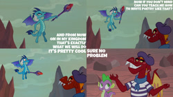 Size: 1280x720 | Tagged: safe, edit, edited screencap, editor:quoterific, imported from derpibooru, screencap, garble, princess ember, spike, dragon, season 9, sweet and smoky, spoiler:s09, dragoness, female, flying, male, open mouth, open smile, smiling, winged spike, wings