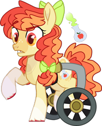 Size: 2042x2532 | Tagged: safe, artist:rickysocks, imported from derpibooru, apple bloom, earth pony, pony, alternate design, bow, freckles, simple background, solo, transparent background, wheelchair