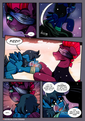 Size: 2480x3508 | Tagged: safe, artist:dsana, imported from derpibooru, fizzlepop berrytwist, tempest shadow, oc, oc:lullaby dusk, pegasus, pony, unicorn, comic:a storm's lullaby, comic, crying, duo, duo female, female, filly, foal, mare, open mouth, runny nose, speech bubble