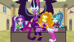 Size: 2000x1125 | Tagged: safe, artist:bigpurplemuppet99, imported from derpibooru, adagio dazzle, aria blaze, sonata dusk, twilight sparkle, equestria girls, midnight sparkle, the dazzlings