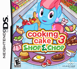 Size: 900x807 | Tagged: safe, artist:firestorm-can, artist:nickyv917, edit, imported from derpibooru, vector edit, cup cake, earth pony, pony, apple, bread, burger, candy apple (food), cooking mama, egg (food), female, food, mare, nintendo ds, solo, vector