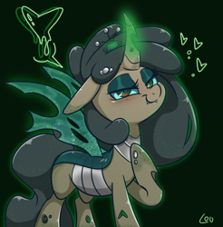 Size: 1548x1573 | Tagged: safe, artist:lou, imported from derpibooru, oc, oc only, oc:louvely, changeling, changeling queen, brown changeling, changeling oc, changeling queen oc, changelingified, female, looking at you, solo, species swap