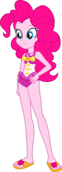 Size: 639x1748 | Tagged: safe, artist:dustinwatsongkx, imported from derpibooru, pinkie pie, equestria girls, equestria girls series, forgotten friendship, bare shoulders, clothes, feet, female, one-piece swimsuit, pinkie pie swimsuit, sandals, simple background, sleeveless, solo, swimsuit, transparent background, vector