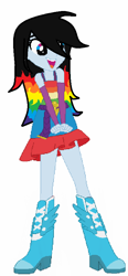 Size: 406x875 | Tagged: safe, artist:drawingsnow66, imported from derpibooru, oc, equestria girls, bare shoulders, boots, clothes swap, fall formal outfits, high heel boots, shoes, sleeveless, solo