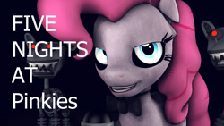 Size: 1280x720 | Tagged: safe, artist:cyberothedge, imported from derpibooru, earth pony, pony, robot, robot pony, 3d, animatronic, crossover, endoskeleton, five nights at freddy's, five nights at pinkie's, reference used, source filmmaker, teaser, trio