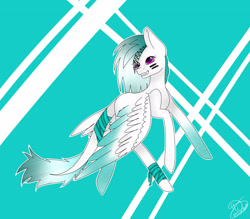 Size: 2618x2291 | Tagged: safe, artist:maneblue, imported from derpibooru, oc, oc only, pegasus, pony, abstract background, looking back, pegasus oc, solo, wings