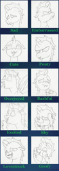 Size: 1080x3096 | Tagged: safe, artist:hericks, imported from ponybooru, oc, oc only, oc:eronox, changeling, bashful, changeling oc, cute, drool, embarrassed, emoji, excited, goofy, heart eyes, looking at you, overjoyed, pouty, sad, shy, silly face, tongue out, wingding eyes