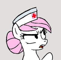 Size: 201x197 | Tagged: safe, artist:kabayo, nurse redheart, earth pony, pony, aggie.io, angry, female, hat, lowres, mare, nurse hat, open mouth, simple background, solo