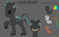 Size: 1900x1200 | Tagged: safe, artist:spfoster, imported from derpibooru, original species, cave pony, chibi, crystal, dark skin, reference