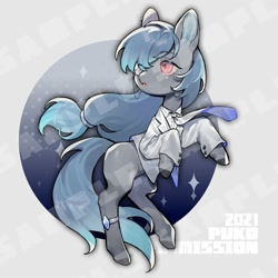 Size: 2000x2000 | Tagged: safe, artist:puzi, imported from derpibooru, oc, oc only, earth pony, pony, 2021, clothes, commission, earth pony oc, female, mare, necktie, solo, watermark