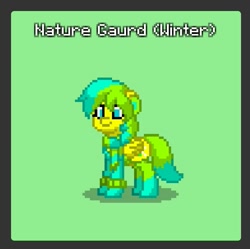 Size: 837x835 | Tagged: safe, imported from derpibooru, oc, oc only, oc:nature guard, pegasus, pony, pony town, clothes, pixel art, scarf, socks, winter