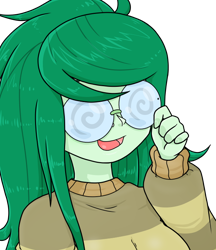 Size: 640x740 | Tagged: safe, alternate version, artist:batipin, imported from derpibooru, wallflower blush, human, equestria girls, adjusting glasses, female, glasses, multiple variants, open mouth, simple background, solo, transparent background