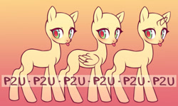 Size: 1024x609 | Tagged: safe, artist:miioko, imported from derpibooru, oc, oc only, earth pony, pegasus, pony, unicorn, :p, earth pony oc, gradient background, horn, pegasus oc, tongue out, unicorn oc