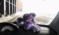 Size: 2048x1225 | Tagged: safe, imported from derpibooru, photographer:pakapaka1993, starlight glimmer, pony, unicorn, car, car interior, irl, japan, photo, plushie, solo, tongue out