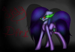 Size: 2924x2050 | Tagged: safe, artist:maneblue, imported from derpibooru, oc, oc only, earth pony, corrupted, earth pony oc, female, grin, mare, smiling, solo, sombra eyes