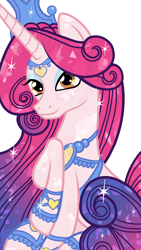 Size: 1080x1920 | Tagged: safe, artist:sallyso, imported from derpibooru, princess amore, pony, unicorn, ethereal mane, eyelashes, female, mare, simple background, solo, starry mane, white background