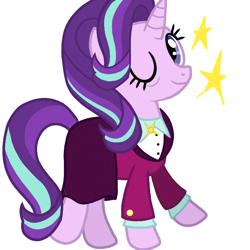 Size: 720x720 | Tagged: safe, artist:sallyso, imported from derpibooru, starlight glimmer, pony, unicorn, clothes, eye wrinkles, eyelashes, female, mare, older, older starlight glimmer, one eye closed, simple background, smiling, solo, white background, wink