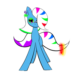 Size: 800x800 | Tagged: safe, artist:redurora, imported from derpibooru, oc, oc only, oc:undomesticated luminescence of a mare distraught in a deep depression, earth pony, pony, brown eyes, ear piercing, earring, eyelashes, face paint, female, glowing, glowstick, hair over one eye, jewelry, lidded eyes, looking at you, mare, multicolored hair, multicolored mane, multicolored tail, piercing, simple background, smiling, smiling at you, smirk, solo, tail, transparent background, white hair, white tail