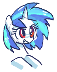 Size: 253x321 | Tagged: safe, artist:plunger, dj pon-3, vinyl scratch, unicorn, bust, eyebrows, female, horn, mare, open mouth, simple background, solo, teeth, white background