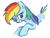 Size: 432x328 | Tagged: safe, artist:plunger, rainbow dash, pegasus, bust, female, looking back, mare, open mouth, open smile, simple background, smiling, solo, teeth, white background