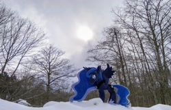 Size: 2048x1320 | Tagged: safe, imported from derpibooru, photographer:pakapaka1993, princess luna, alicorn, pony, irl, japan, photo, plushie, snow, solo, tree, winter