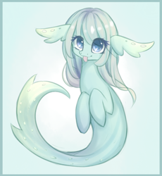 Size: 948x1031 | Tagged: safe, artist:chimeeri, imported from derpibooru, oc, oc only, merpony, seapony (g4), cute, female, fish tail, flowing mane, looking at you, mare, purple eyes, simple background, smiling, smiling at you, solo, tail, tongue out, underwater, water