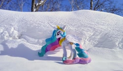 Size: 2048x1179 | Tagged: safe, imported from derpibooru, photographer:pakapaka1993, princess celestia, alicorn, pony, irl, japan, photo, plushie, snow, solo, winter