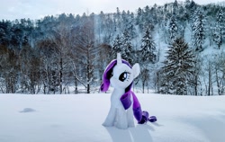 Size: 2048x1294 | Tagged: safe, imported from derpibooru, photographer:pakapaka1993, rarity, pony, unicorn, irl, japan, photo, plushie, snow, solo, tree, winter