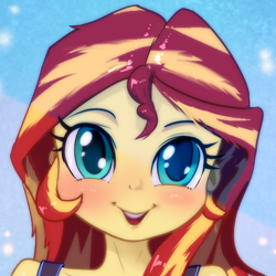 Size: 1100x1100 | Tagged: safe, anonymous artist, imported from derpibooru, sunset shimmer, equestria girls, bust, cute, portrait, shimmerbetes, solo