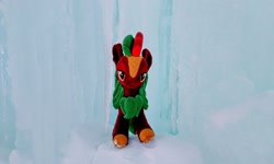 Size: 2048x1228 | Tagged: safe, imported from derpibooru, photographer:pakapaka1993, cinder glow, summer flare, kirin, pony, ice, icicle, irl, japan, photo, plushie, snow, solo, winter