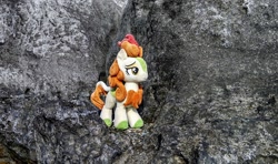 Size: 2048x1210 | Tagged: safe, imported from derpibooru, photographer:pakapaka1993, autumn blaze, kirin, pony, irl, japan, photo, plushie, rock, solo