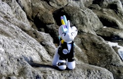 Size: 2048x1321 | Tagged: safe, imported from derpibooru, photographer:pakapaka1993, rarity, pony, unicorn, alternate hairstyle, irl, japan, photo, plushie, punk, raripunk, rock, snow, solo