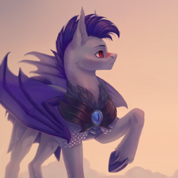 Size: 2600x2600 | Tagged: safe, artist:inarimayer, imported from derpibooru, oc, oc only, oc:thunder run, bat pony, pony, night guard, solo