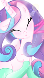 Size: 1080x1920 | Tagged: safe, artist:sallyso, imported from derpibooru, princess flurry heart, alicorn, pony, blushing, clothes, eyelashes, female, mare, older, older flurry heart, simple background, smiling, socks, solo, white background