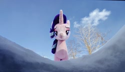 Size: 1024x594 | Tagged: safe, imported from derpibooru, photographer:pakapaka1993, starlight glimmer, pony, unicorn, cloud, irl, japan, photo, plushie, snow, solo, tree, winter