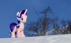 Size: 2048x1236 | Tagged: safe, imported from derpibooru, photographer:pakapaka1993, starlight glimmer, pony, unicorn, irl, japan, photo, plushie, snow, solo, tree, winter