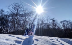 Size: 2048x1300 | Tagged: safe, imported from derpibooru, photographer:pakapaka1993, starlight glimmer, pony, unicorn, irl, japan, photo, plushie, snow, solo, sunlight, tree, winter