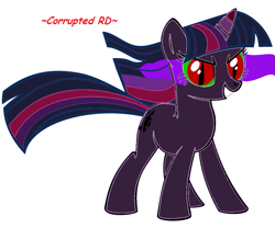 Size: 979x816 | Tagged: safe, artist:asylum90210, artist:corrupted rd, imported from derpibooru, twilight sparkle, pony, unicorn, color change, colored horn, corrupted, corrupted twilight sparkle, curved horn, dark magic, darkened coat, darkened hair, female, horn, magic, simple background, solo, sombra eyes, sombra horn, unicorn twilight, wavy hair, white background