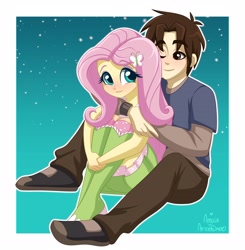 Size: 3230x3300 | Tagged: safe, artist:ameliacostanza, imported from derpibooru, fluttershy, equestria girls, crossover, crossover shipping, equestria girls-ified, female, male, peter parker, petershy, shipping, straight