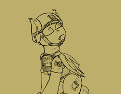 Size: 3300x2550 | Tagged: safe, artist:kalashnikitty, imported from derpibooru, oc, oc:toffee drop, bat pony, armor, helmet, looking up, male, modern armor, soldier, wings