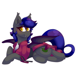 Size: 2000x2000 | Tagged: safe, artist:star-theft, imported from derpibooru, oc, oc only, oc:firestarter, bat pony, clothes, female, lying down, mare, prone, simple background, solo, transparent background