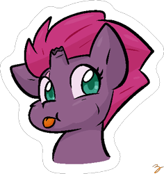 Size: 414x439 | Tagged: safe, artist:zutcha, imported from derpibooru, tempest shadow, pony, unicorn, :p, broken horn, bust, horn, simple background, solo, tongue out, transparent background